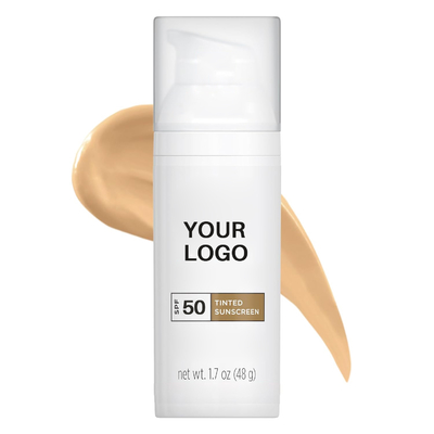 Wspierać Private Label Tinted Face Sunscreen SPF 50 z tlenkiem cynku i dwutlenkiem tytanu